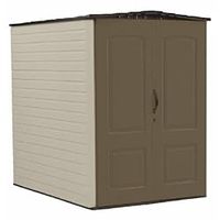 Rubbermaid Large Vertical Resin Outdoor Storage Shed, 5 x 6 ft., Dark Brown, with Lockable Doors for Home/Garden/Back-Yard/Lawn Equipment