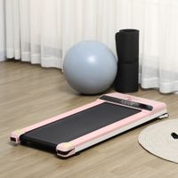 Soozier Walking Treadmill, Walking Pad Machine with LCD Monitor and Remote Control for Home Gym, White - Pink