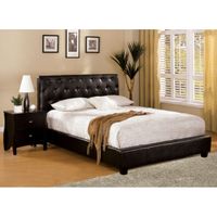 Furniture of America Pendezi Modern Espresso Leatherette Platform Bed - Full