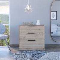 FM Furniture Washington 3 Drawer Dresser with Metal Handles - Light Gray