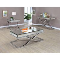 Furniture of America Xander 3 Piece Coffee Table Set in Chrome