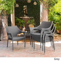 Cliff Outdoor Wicker Chairs by Christopher Knight Home - Grey ( Set of 4)