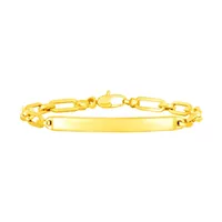 14K Yellow Gold Paperclip Chain ID Bracelet (7 Inch)