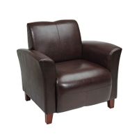 Breeze Eco Leather Club Chair with Cherry Finish Legs - Wine