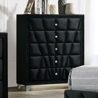Ambrosia Transitional Black Fabric 5-Drawer Tufted Chest by Furniture of America - Black