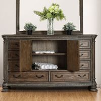 Brez Transitional Natural 56-inch Wide Double-Door 8-Drawer Wood Dresser by Furniture of America - Rustic Natural