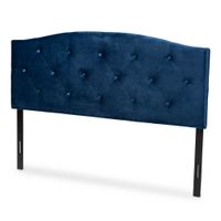 Leone Modern and Contemporary Velvet Upholstered Headboard-Navy Blue - Queen