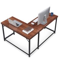 Mcombo Home Office Desks Modern Gaming Desk Corner Desk Industrial L-shaped Desk - Red Brown
