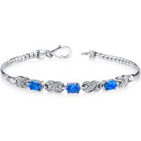 Oravo Blue Opal Sterling Silver Eternity Bracelet - 1.00 ct Created Blue Opal
