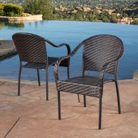 Sunset Outdoor Tight-weave Wicker Chair (Set of 2) by Christopher Knight Home - Set of 2