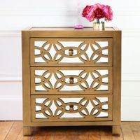 Silver Orchid Fonda Glam Mirrored Cutout 3-drawer Chest - Gold