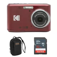 KODAK PIXPRO FZ45 Friendly Zoom 16MP Full HD Digital Camera, Red, Bundle with 32GB Memory Card and Camera Bag