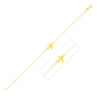 14K Yellow Gold Airplane Bracelet (7 Inch)
