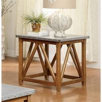 Gazy Urban Brown 26-inch Iron Top Side Table by Furniture of America - Natural Tone