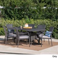 Thompson Outdoor 7-piece Wicker Dining Set with Cushions by Christopher Knight Home - Grey
