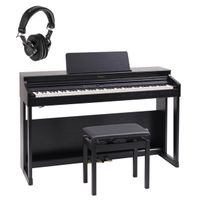Roland RP701 88-Key SuperNATURAL Classic Digital Piano, with Bench & Stand, Black Bundle With H&A Studio Monitor Headphones