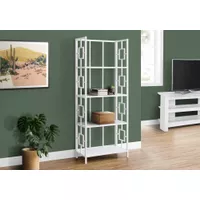 Bookshelf/ Bookcase/ Etagere/ 4 Tier/ 62"H/ Office/ Bedroom/ Metal/ Laminate/ White/ Contemporary/ Modern