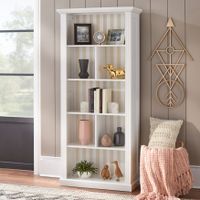 Simple Living Holland 5-tier Transitional Bookcase - White -Beige-Grey