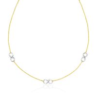 14k Two Tone Gold Chain Necklace with Polished Infinity Stations (18 Inch)