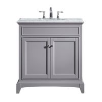 Eviva Elite Stamford 36" Gray Bathroom Vanity w/ Double Ogee Edge White Carrara Top - Wood Finish - Grey - Single Vanities