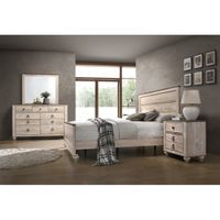 Imerland Contemporary White Wash Finish 4-Piece Bedroom Set, Queen