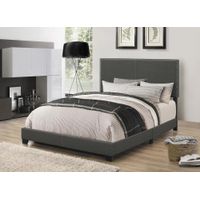 Boyd Eastern King Upholstered Bed with Nail head Trim Charcoal