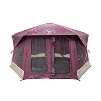 Gazelle Tents T-Hex Hub Tent Overland Edition, Easy 90 Second Set-Up, Waterproof, UV Resistant, Removable Floor, Footprint, All-Terrain Stakes, 7-Person, Burgundy Sky, 85 x 144 x 136, GT601BS