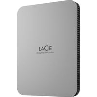 LaCie - Mobile 2TB External USB-C 3.2 Portable Hard Drive with Rescue Data Recovery Services - Moon Silver