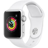 Apple Watch Series 3, GPS, 38mm, Silver Aluminum Case, White Sport Band
