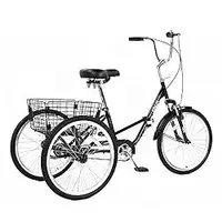KOZYSFLER Ultimate Convenience Unleashed: Folding Adult Tricycle with Easy Step-Through, Bonus Installation Tools, and Spacious Basket - Ideal for Men and Women On-The-Go, Black