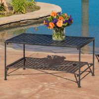 Petra Outdoor Iron Coffee Table by Christopher Knight Home - Black Brush Silver