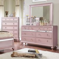 Dzhebel II Contemporary 2-piece 7-Drawer Dresser and Mirror Set by Copper Grove - Rose Gold