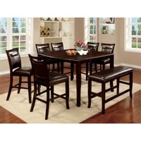 Furniture of America Kitner 8 Piece Counter Height Dining Set in Wood