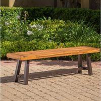 Carlisle Outdoor Rustic Acacia Wood Bench (only) by Christopher Knight Home - Sandblast