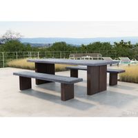 Windsor Wood Faux Cement Top Bench