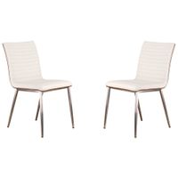 Armen Living Cafe Faux Leather Dining Chairs - Set of 2 - White