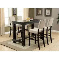 Rustic Wood 5-Piece Bar Table Set in Antique Black