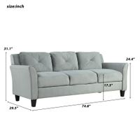 Clihome Button Tufted 3 Piece Chair Loveseat Sofa Set - Grey