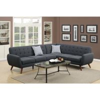 Polyfiber 2 Pieces Sectional With Tufted Back And Cushion Dark Gray