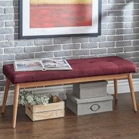 Sasha Oak Angled Leg Linen Dining Bench iNSPIRE Q Modern - Tawny Port Red