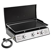 Royal Gourmet PD2301S 3-Burner 25,500 BTU Portable Gas Grill Griddle with Top Hard Cover, 24-Inch Tabletop Griddle Station for Outdoor Camping, Tailgating, Picnicking