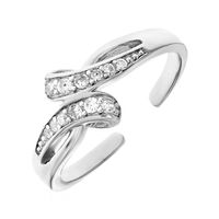 Toe Ring with Bypass Motif in Sterling Silver with Cubic Zirconia 