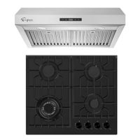 2 Piece Kitchen Appliances Packages Including 24" Gas Cooktop and 30" Under Cabinet Range Hood - 24"
