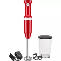 KitchenAid Cordless Variable-Speed Immersion Blender in Empire Red with Whisk and Blending Jar