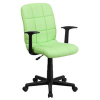 Mid-Back Quilted Vinyl Task Chair with Nylon Arms - Green