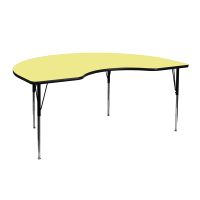 21.125-30.125-Inch Height-adjustable Steel Kidney-shaped Activity Table - Yellow
