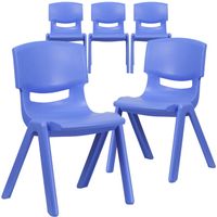 5 Pack Plastic Stackable School Chair with 15.5'' Seat Height - Blue