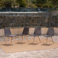 Gila Outdoor Wicker Dining Chair (Set of 4) by Christopher Knight Home - Brown
