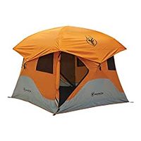 Gazelle Tents T4 Hub Tent, Easy 90 Second Set-Up, Waterproof, UV Resistant, Removable Floor, Ample Storage Options, 4-Person, Sunset Orange, 78" x 94" x 94"