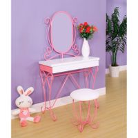 Furniture of America Princess Fantasy 2-piece Vanity with Stool Set - Pink/White